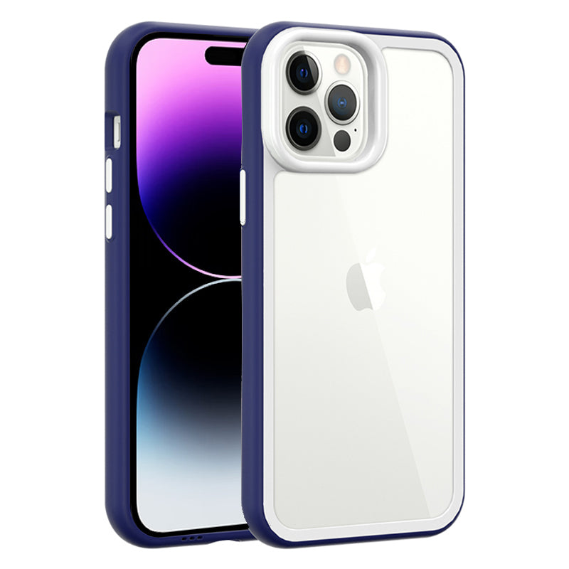For iPhone 14 Pro Acrylic Back + Colorful Frame Phone Case Shockproof Protective Clear Cover For iPhone 14 Pro Acrylic Back + Colorful Frame Phone Case Shockproof Protective Clear Cover